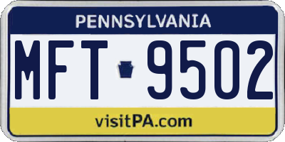 PA license plate MFT9502