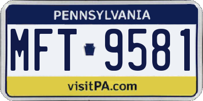 PA license plate MFT9581