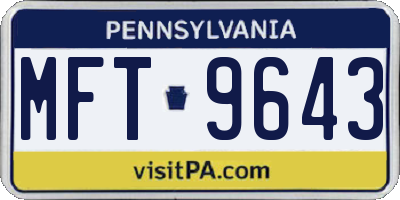 PA license plate MFT9643