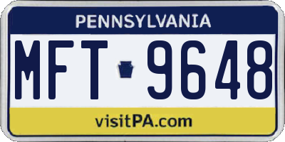 PA license plate MFT9648