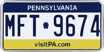 PA license plate MFT9674