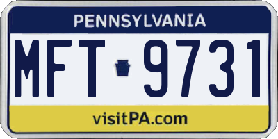 PA license plate MFT9731