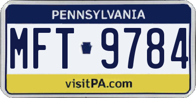 PA license plate MFT9784