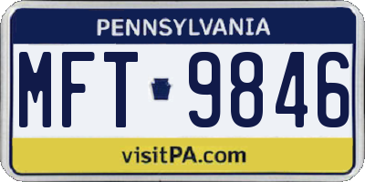 PA license plate MFT9846