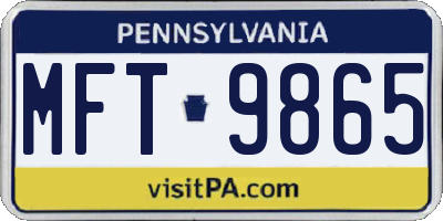 PA license plate MFT9865