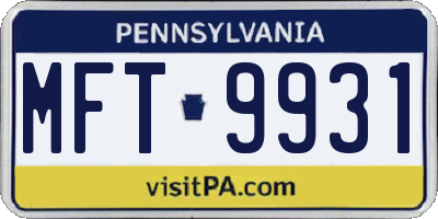 PA license plate MFT9931