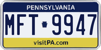 PA license plate MFT9947
