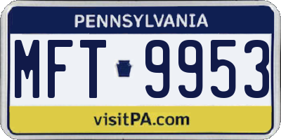 PA license plate MFT9953