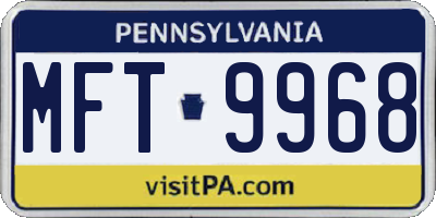 PA license plate MFT9968