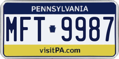 PA license plate MFT9987