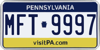 PA license plate MFT9997