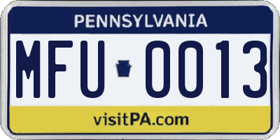 PA license plate MFU0013