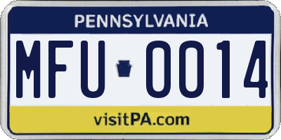 PA license plate MFU0014