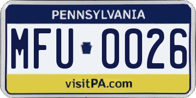 PA license plate MFU0026