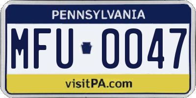 PA license plate MFU0047