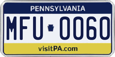 PA license plate MFU0060
