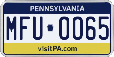 PA license plate MFU0065