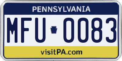 PA license plate MFU0083