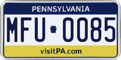 PA license plate MFU0085