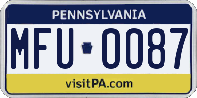 PA license plate MFU0087