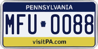 PA license plate MFU0088