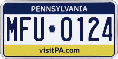 PA license plate MFU0124