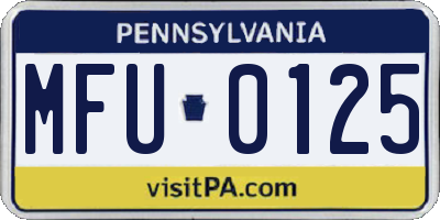 PA license plate MFU0125