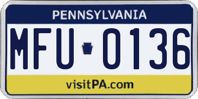 PA license plate MFU0136