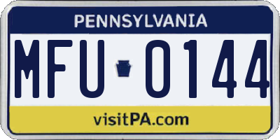 PA license plate MFU0144