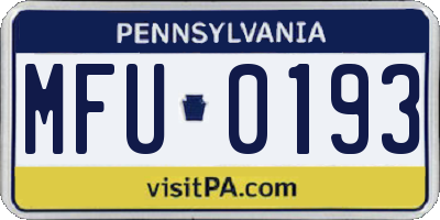 PA license plate MFU0193