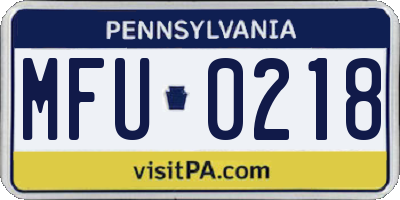 PA license plate MFU0218