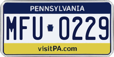 PA license plate MFU0229