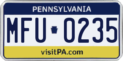 PA license plate MFU0235