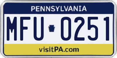 PA license plate MFU0251
