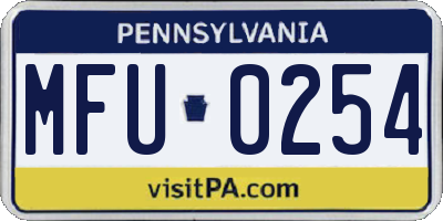 PA license plate MFU0254