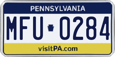 PA license plate MFU0284