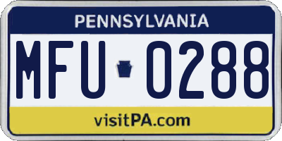 PA license plate MFU0288