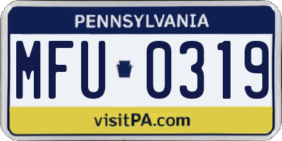 PA license plate MFU0319