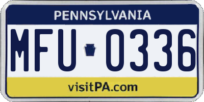 PA license plate MFU0336