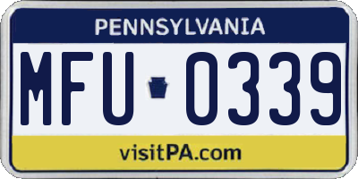 PA license plate MFU0339