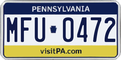 PA license plate MFU0472