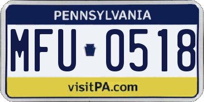 PA license plate MFU0518