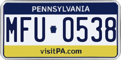 PA license plate MFU0538