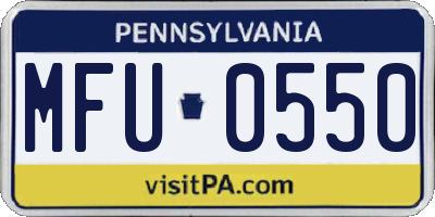 PA license plate MFU0550