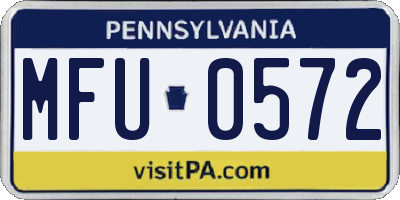 PA license plate MFU0572