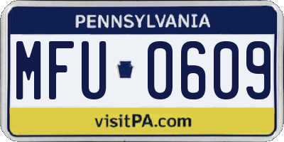 PA license plate MFU0609