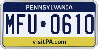 PA license plate MFU0610