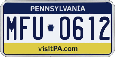 PA license plate MFU0612