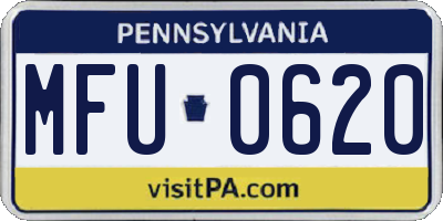 PA license plate MFU0620