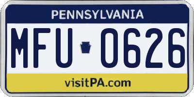 PA license plate MFU0626